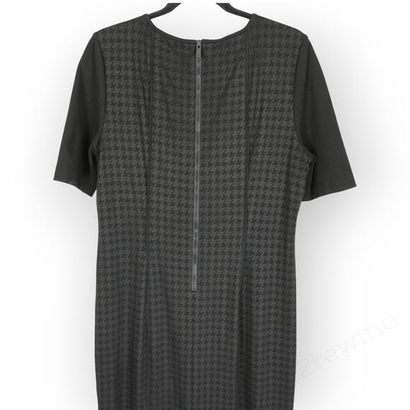 Sz14 DKNY Houndstooth Ponte Stretch Sheath KneeLength Slimming ShortSleeve - Picture 4 of 12